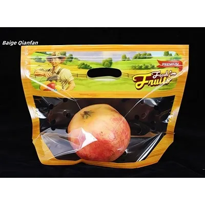 Tilpasset plastposeemballasje matpakkespose bærbare plastposer til emballasje banan frukt grønnsaksdrue pose med hånden