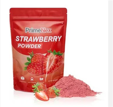 Egendefinert trykt jordbærpulverpose Stand Up Mylar glidelåspose for dragefruktpulver Fuktsikker fruktpulveremballasje