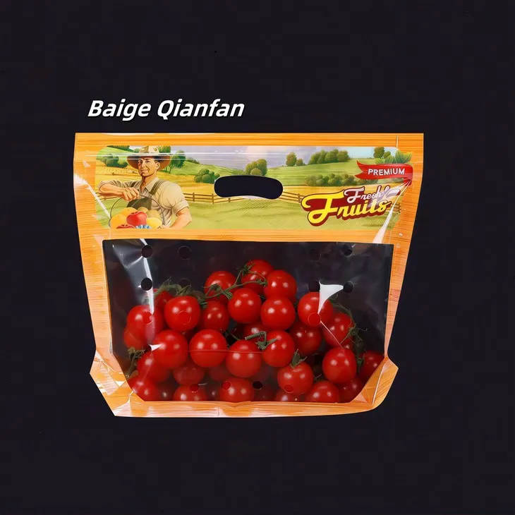 Engros høykvalitets frukt og grønnsaker Stand Up Bag med håndtak og lufthull